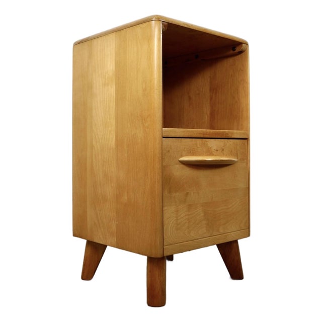 1940’s Art Deco Solid Birch Heywood Wakefield Nightstand / Cabinet For Sale