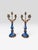 Pair of Vintage French Hand-Painted Cobalt Blue Porcelain & Gilt Metal Five-Light Candelabra For Sale - Image 4 of 10