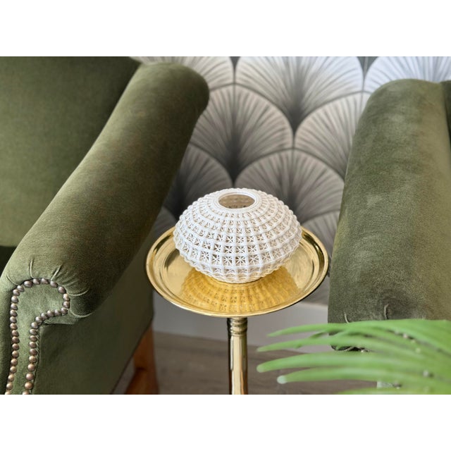 Mid-Century Modern Vintage Handmade Chinoiserie Reticulated Woven Wicker Lattice Porcelain Basket Vase Sculpture For Sale - Image 3 of 10