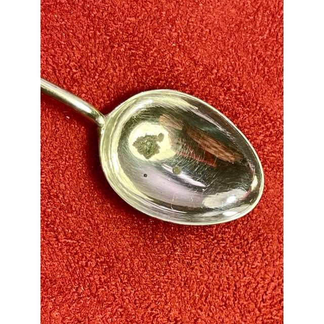 1940s Pure Sterling Silver Antique Set of 5 Spoons W Jade Buddhas 3 3/4” - 5pcs For Sale - Image 12 of 12