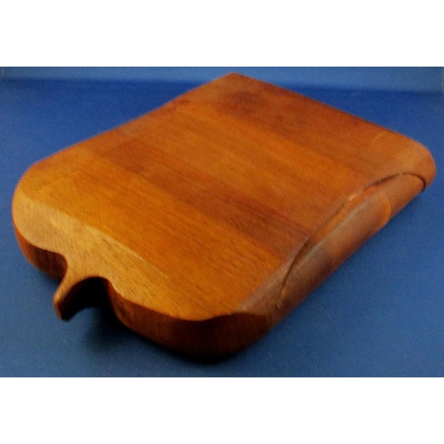 Wood Vintage Danish Modern Curved Edge Cheese Board With Slide Out Tray For Sale - Image 7 of 11