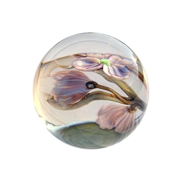 Orient & Flume Dogwood Blossom Flower California Art Glass Paperweight For Sale - Image 10 of 15