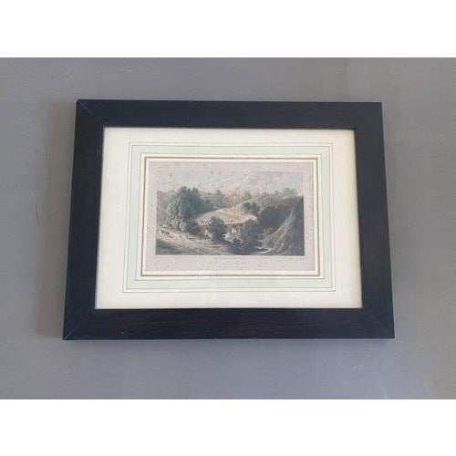 Elegant and ancient color print reproducing the bridge on the river near Florence, a river lying in the countryside of...