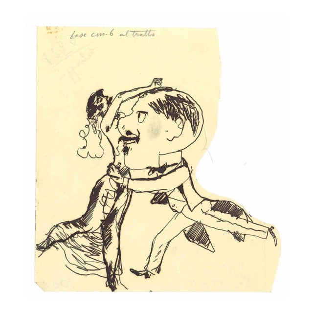 Mino Maccari, The Dance, Original Drawing, Mid-20th-Century For Sale