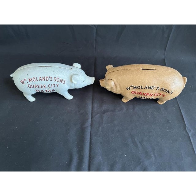 Quaker City Pig Money Boxes in Cast Iron from WM Moland & Sons, Set of 2 For Sale - Image 5 of 6