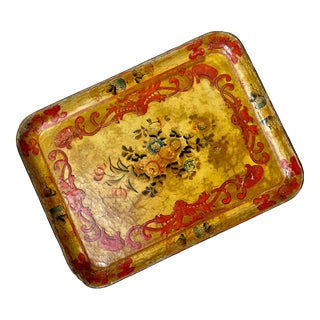 Vintage Hand Painted Decorative Tray in Paper Mache, Japan For Sale