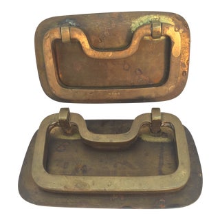 Vintage Asian Vintage Cast Brass Drawer Pulls - Set of 2 For Sale