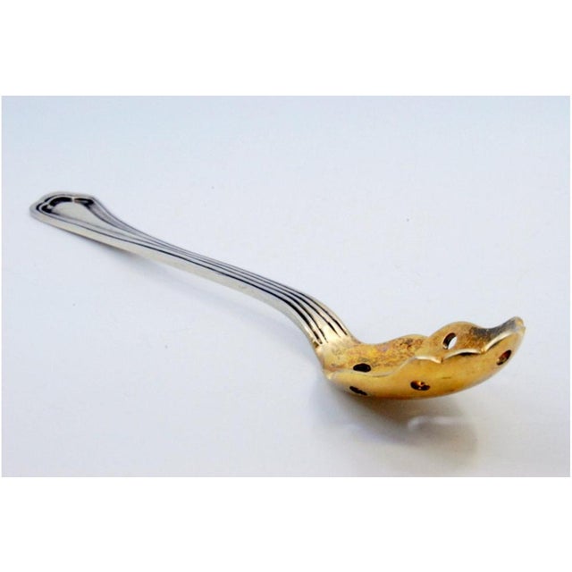 Silver Olive Spoon with Golden Shell and Grooves For Sale - Image 5 of 9