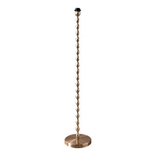 Modern Brushed Brass-Tone Beaded Floor Lamp For Sale