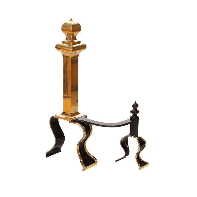 Arts & Crafts Brass, Iron and Copper Andirons - A Pair For Sale - Image 9 of 13