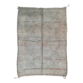 1980s Handmade Faded Berber Wool Rug - 10 X 6.4 Ft For Sale