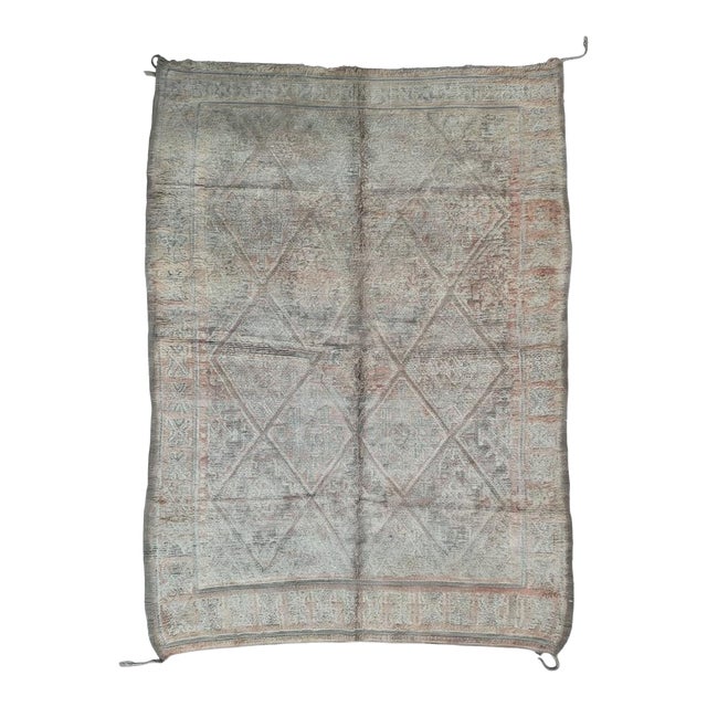 1980s Handmade Faded Berber Wool Rug - 10 X 6.4 Ft For Sale