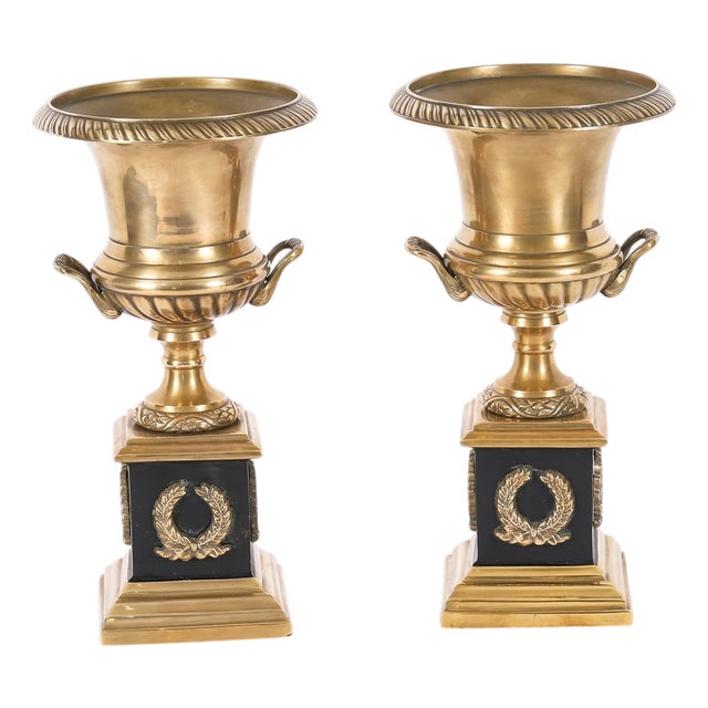 Antique Italian Grand Tour Borghese Bronze Campana Urns, 1800s, Set of 2 For Sale
