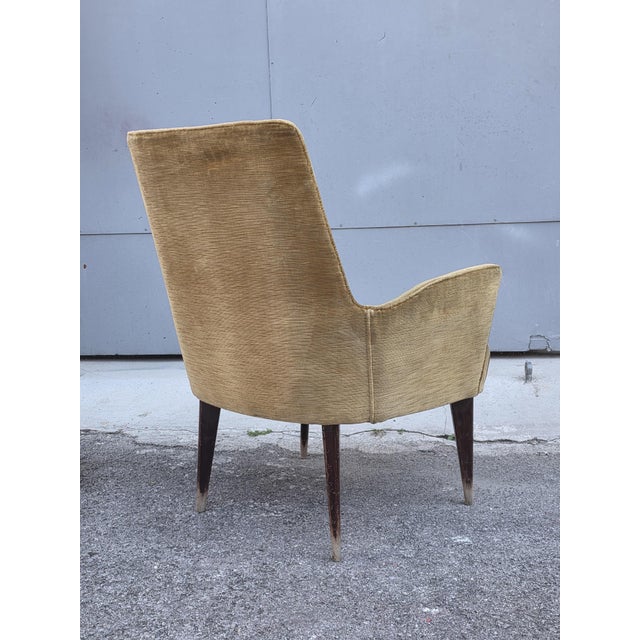 Green Vintage Italian Chair with Wooden Feet and Velvet Fabric, 1950s For Sale - Image 8 of 10