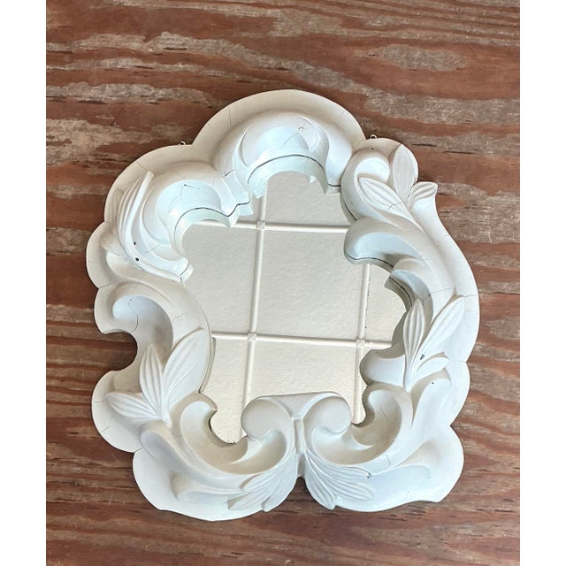 Art Deco Vintage Plaster Molded Mirror After Serge Roche For Sale - Image 3 of 12