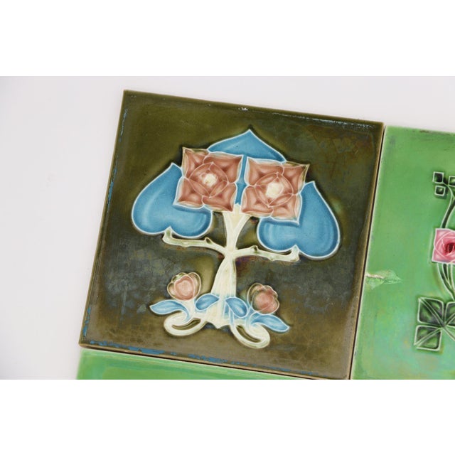Art Nouveau 1920s Set of Six Tiles Art Nouveau H & R Johnson England For Sale - Image 3 of 18