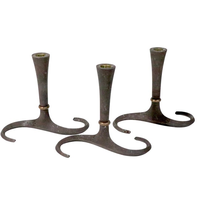 Mid 20th Century Set of Three Mid Century Danish Modern Candlesticks Quistgaard for Dansk 1960's For Sale - Image 5 of 10