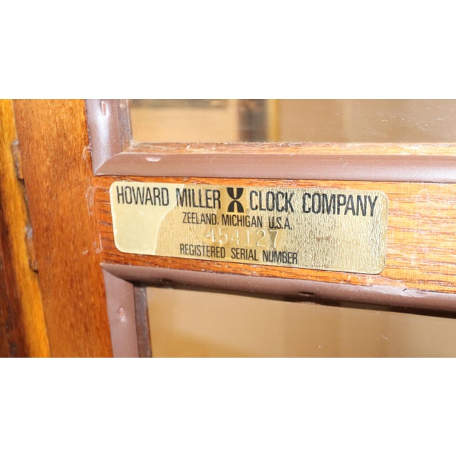Howard Miller Vintage Howard Miller “Beaumont” Triple-Chime Oak Grandfather Clock, Model 610-259, Circa 1985 For Sale - Image 4 of 17