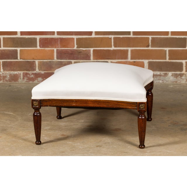 French Turn of the Century Ottoman with Giltwood Rosettes and Upholstery, 1900s For Sale - Image 9 of 12