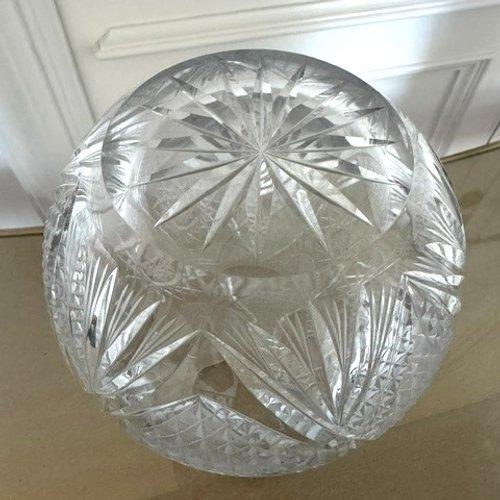 1970s Large Sklárny Bohemia Poděbrady Hand-Cut Lead Crystal Vase, Czechoslovakia, C. 70s-80s For Sale - Image 5 of 10