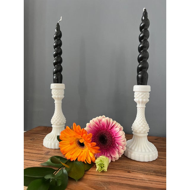 Beautiful Hobnail milk glass candle holders. Excellent condition- no chips or cracks. Very decorative pieces! Measurement:...