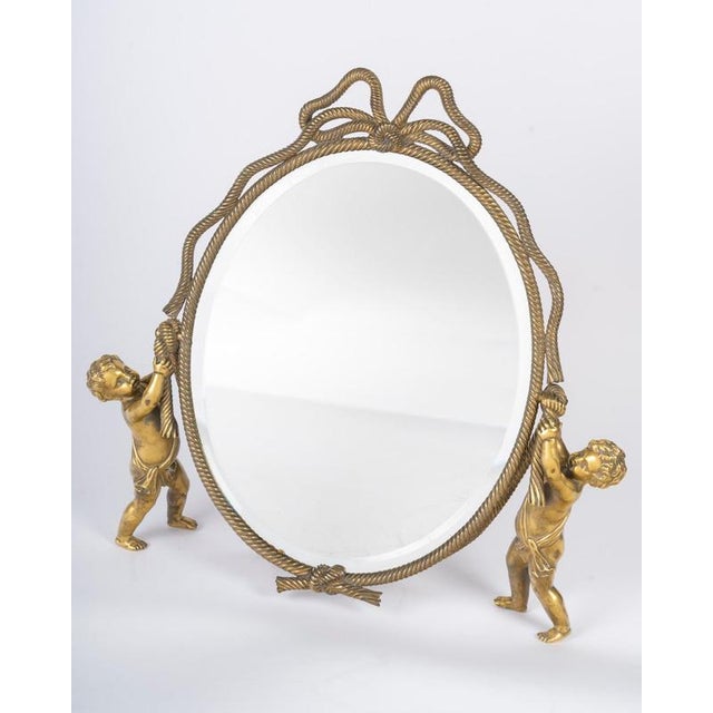 Table mirror, gilded bronze freestanding mirror, 19th century, napoleon iii period, louis xvi style. Freestanding mirror,...