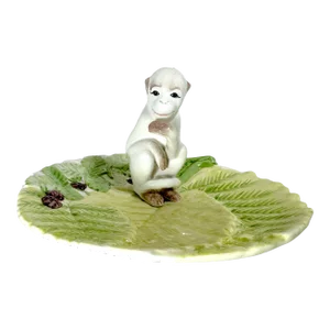 Vintage Abigails Italian Majolica Plate With Monkey Perched on Leaves