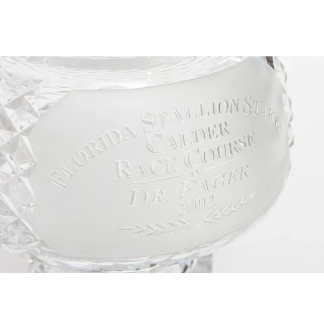 Modern Waterford Cut Crystal Horse Racing Trophy Covered Jars Trophy Awards Pair For Sale - Image 3 of 5