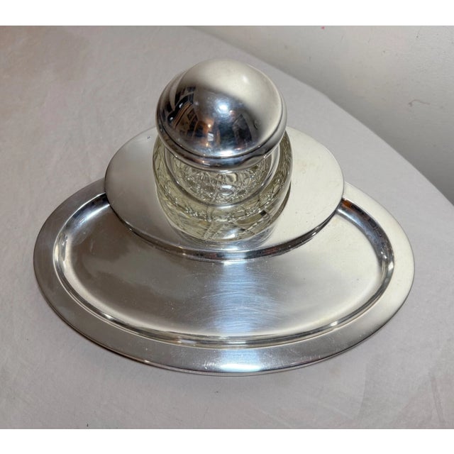 Silver Huge Antique Wilkens & Sohne 800 Sterling Silver Writing Inkwell Desk Stand For Sale - Image 8 of 16