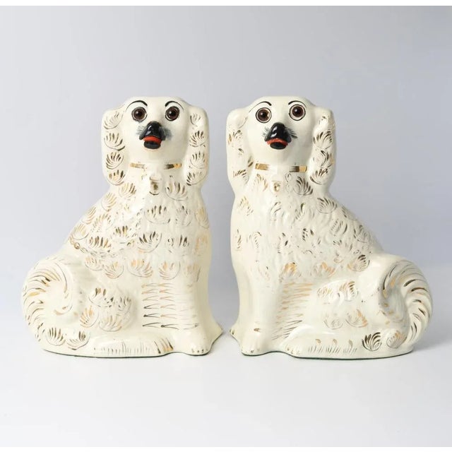 Antique Staffordshire Mantle Dog Figurines with Glass Eyes, 1890s, Set of 2 For Sale - Image 10 of 10