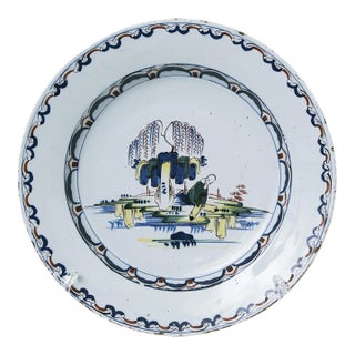 18th Century English Delft Chinoserie Charger, Bristol Circa 1760 For Sale