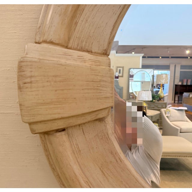 Bernhardt Bernhardt Furniture Carved Oval Wooden Wall Mirror 21st Century For Sale - Image 4 of 5