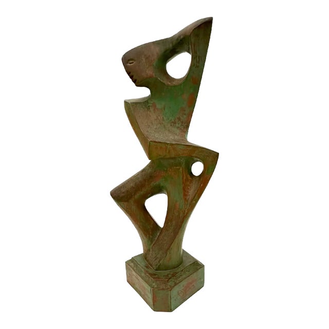 Mid-Century Modern 1950s Figural Sculpture Signed For Sale