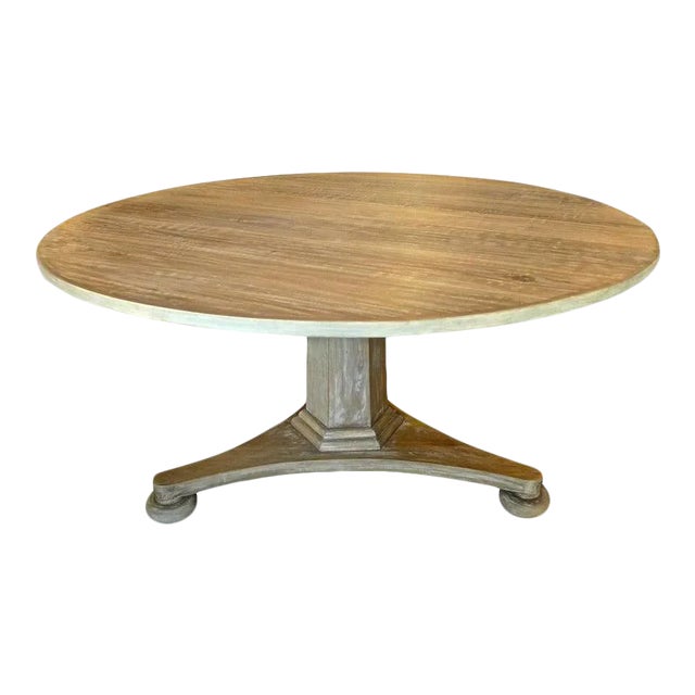 Custom 72" Swedish Style Alder-Wood Round Pedestal Table For Sale