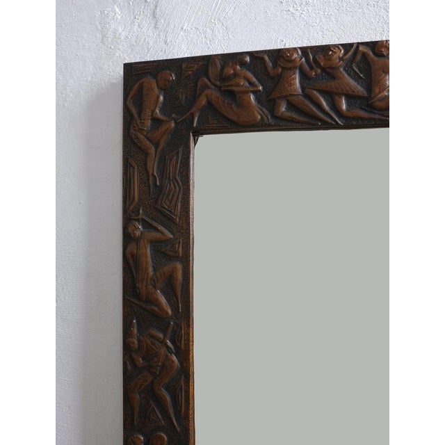 Italian Copper Relief Wall Mirror, 1970s For Sale - Image 3 of 8