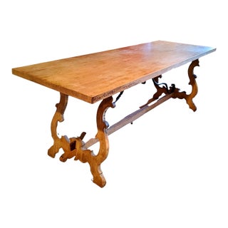 1940s Italian Rustic Lyre Base Table For Sale