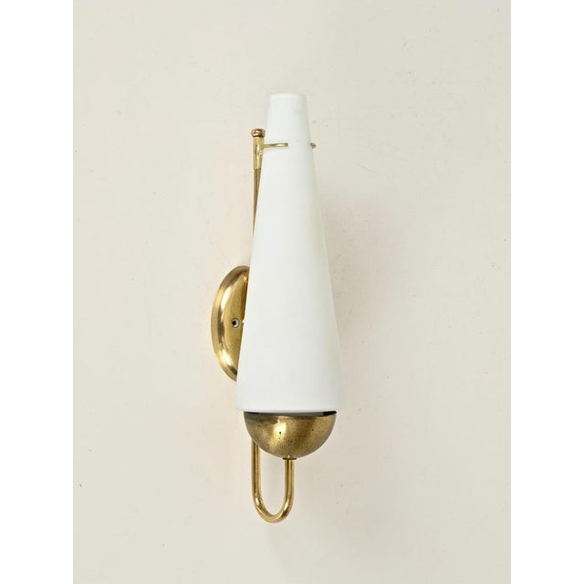 Large Opaline Glass and Brass Sconce from Stilnovo, Italy, 1950s For Sale - Image 10 of 11