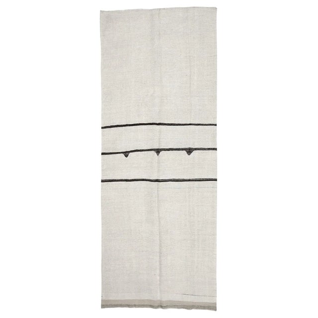 Textile Mid 20th Century Modern Vintage Hemp Kilim Rug For Sale - Image 7 of 7