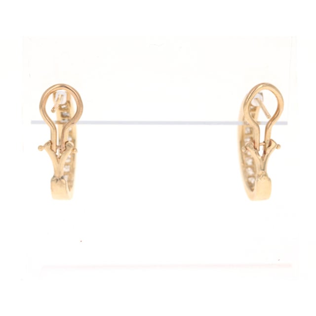 Roshe Jewels Hoop Earrings With Natural Diamonds, 0.75 Carats 14k Yellow Gold, A Pair For Sale - Image 4 of 12