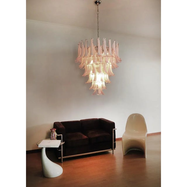 Pink Vintage Italian Murano Chandelier in the style of Mazzega, 1990 For Sale - Image 8 of 12