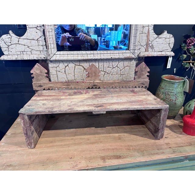 Red 1950s Folk Art Painted Shelf or Stand For Sale - Image 8 of 12