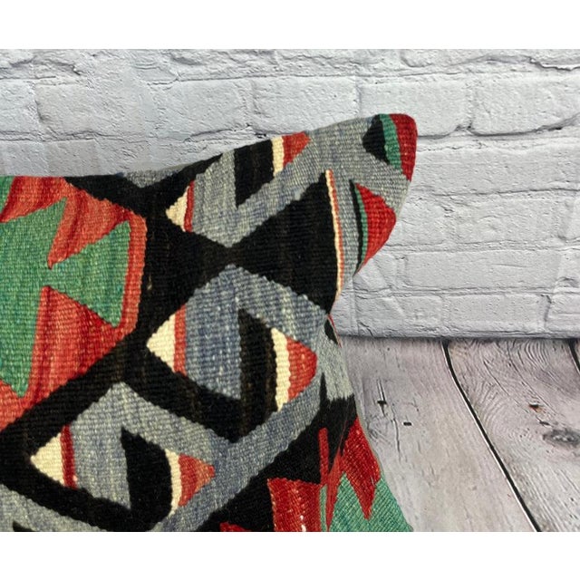 Turkish 16 x 24 Kilim Pillow Turkish Cushion Aegean Escape Pillow Cushion Cover For Sale - Image 3 of 4