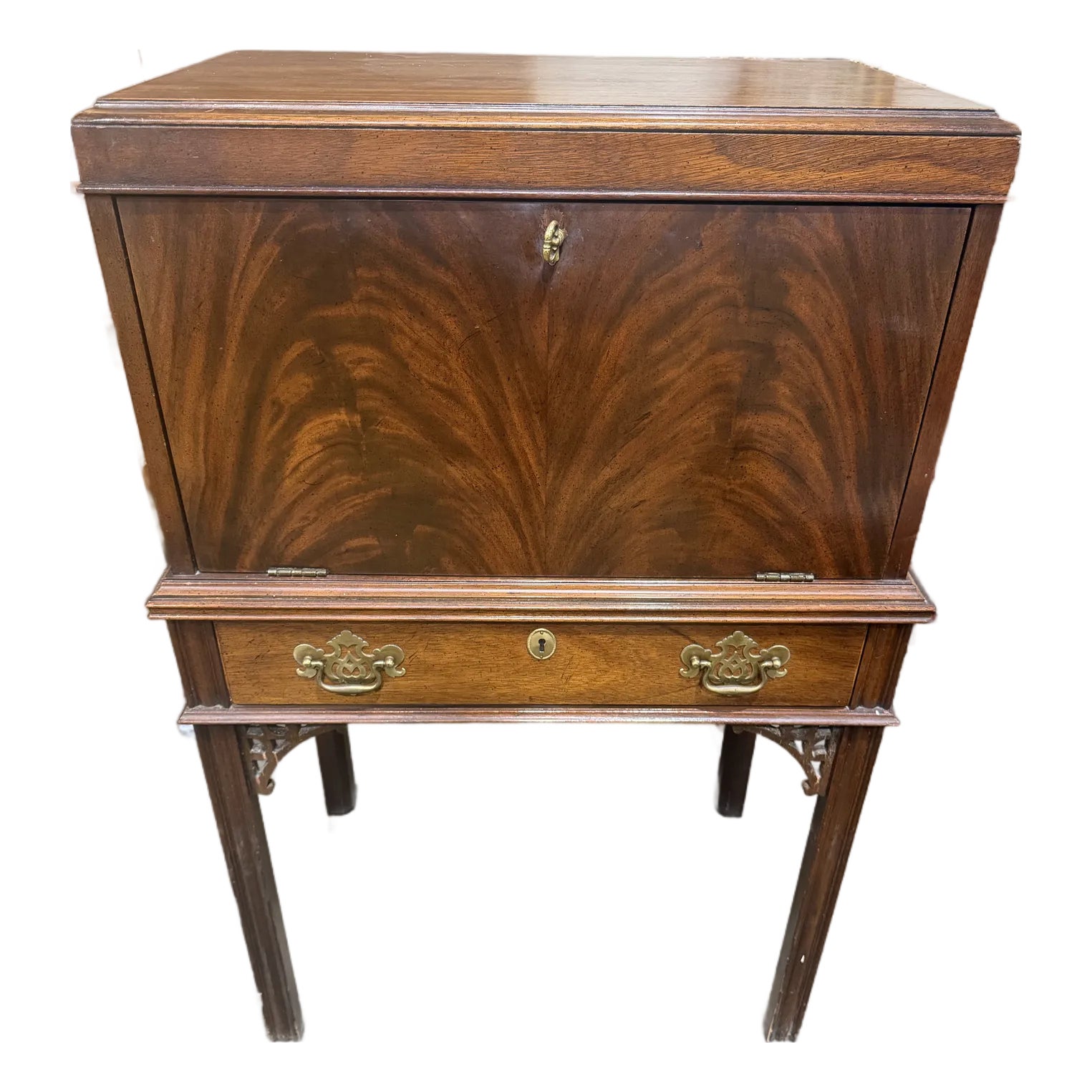 Chippendale Style Drop Cabinet | Chairish