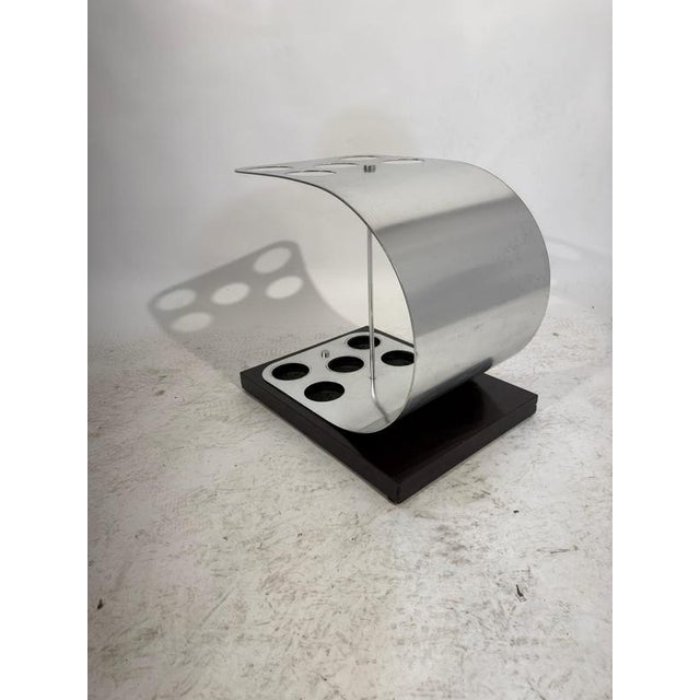 Wood Aluminum and Wood Umbrella Stand, 1970s For Sale - Image 7 of 10