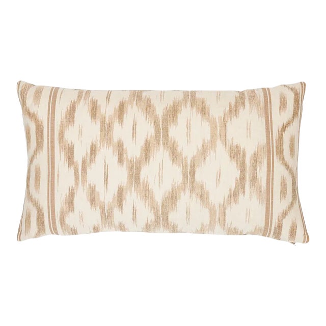 Schumacher x Mark D. Sikes Santa Monica Ikat 22" Pillow in Neutral For Sale