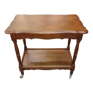 Mid 20th Century French Cherry Wood Bar / Tea Cart Trolley