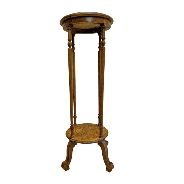 Antique Oak Pedestal Plant Stand, 1890s For Sale - Image 9 of 13