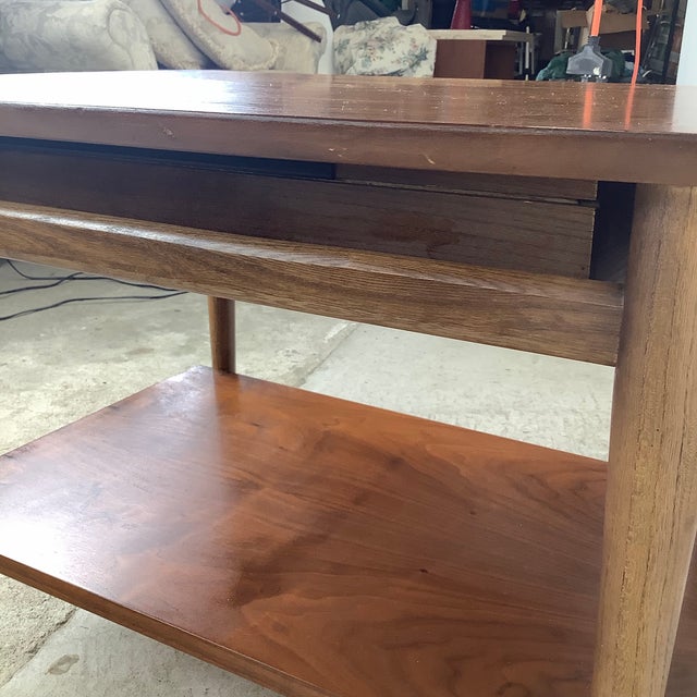 Lane Perception Walnut End Table — Two-Tier, Single Drawer For Sale - Image 9 of 12