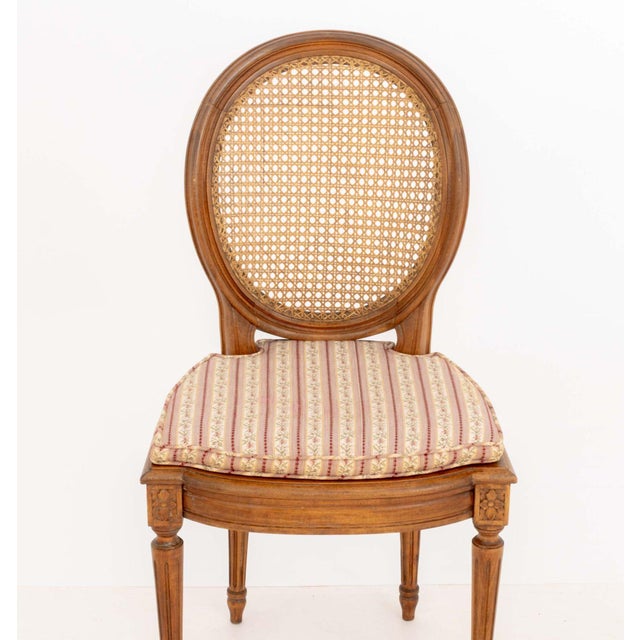 Set of Six Louis XVI Style Cane-Paneled Walnut Dining Chairs For Sale - Image 12 of 13