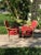 French Carved French Red and Creamy Yellow Chairs- a Pair For Sale - Image 3 of 9